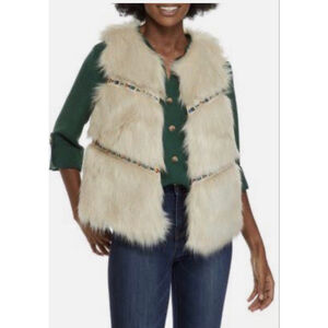 New Directions Faux Fur Southwest Ribbon Vest L